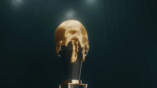 3d renderizar oro Derretimiento de helado en forma de un cráneo — Foto de Stock