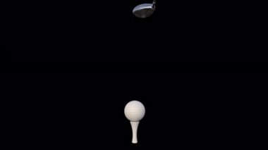3D golf sopası ve golf topunu alfa kanallı bir rafa koy.