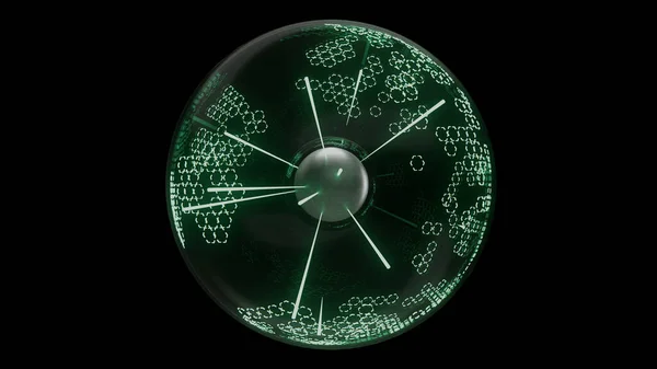 3D render Energi pulserande neon grön boll på svart bakgrund — Stockfoto