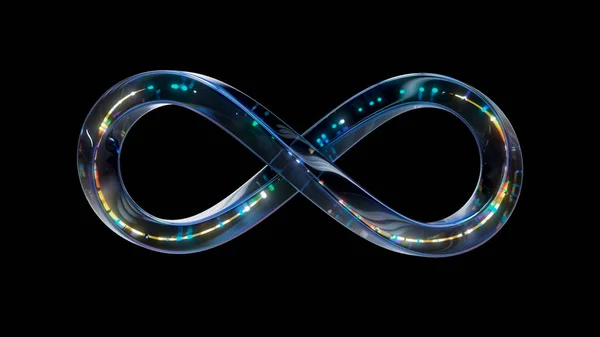 3D rendera glas oändlighet symbol med neon i loop animation med alfa-kanal — Stockfoto