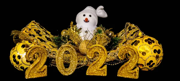 Celebrando Novo Ano 2022 Números Cor Dourada Símbolo Feliz Ano — Fotografia de Stock