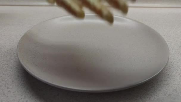 Vafe Belgiene Coapte Vafe Savuroase Conceptul Mic Dejun Coocing Vafe — Videoclip de stoc