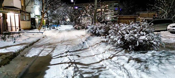 Hermoso Invierno Mucha Nieve Blanca Invierno Ucrania Ucrania Ciudad Izium — Foto de Stock