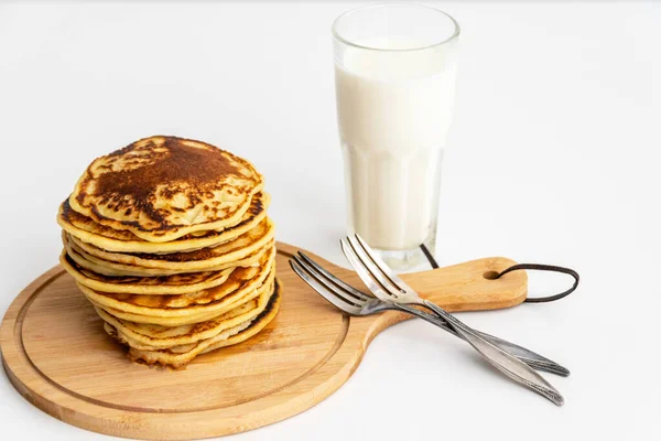 Pancakes Isolated White Background Stack Pancakes Breakfast Concept — Stockfoto