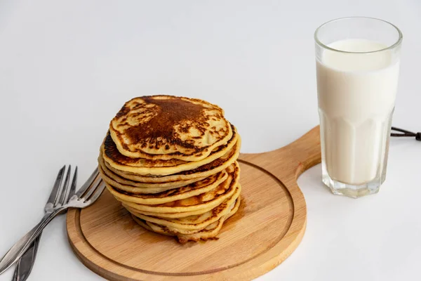 Pancakes Isolated White Background Stack Pancakes Breakfast Concept — Stockfoto