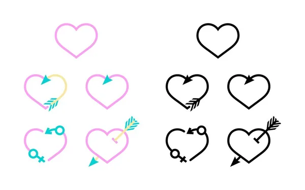 Collection de cœurs deux couleurs — Image vectorielle
