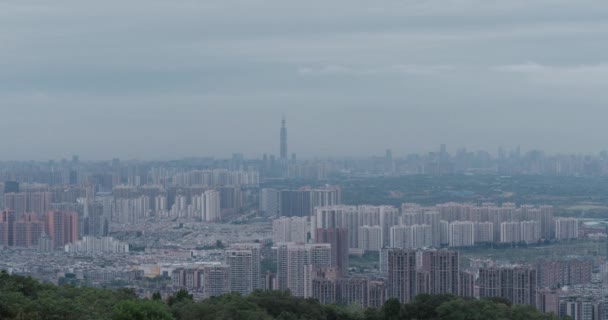 06 Oct 2021 Chengdu, China City Skyline From Longquan mountain Peak. — Stok Video