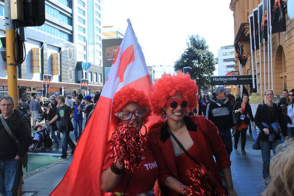 Rugby World Cup fans and Supporters at the Auckland Waterfront for the RwC 2011 opening in Auckland.9 Sep 2011