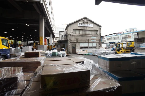 Oude Tsukiji vismarkt. Tokio, Japan. 5 okt 2015 — Stockfoto