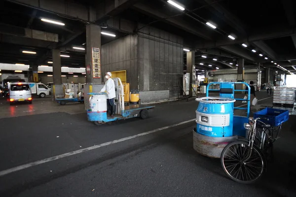 El viejo mercado de pescado Tsukiji. Tokio, Japón. 5 Oct 2015 — Foto de Stock
