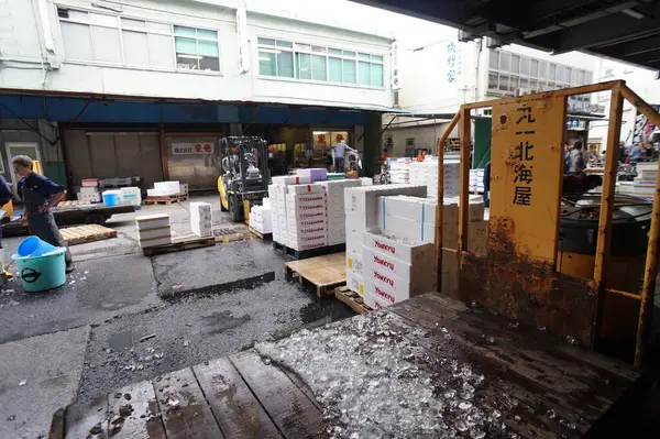 Régi Tsukiji halpiac. Tokió, Japán. 2015. október 5. — Stock Fotó
