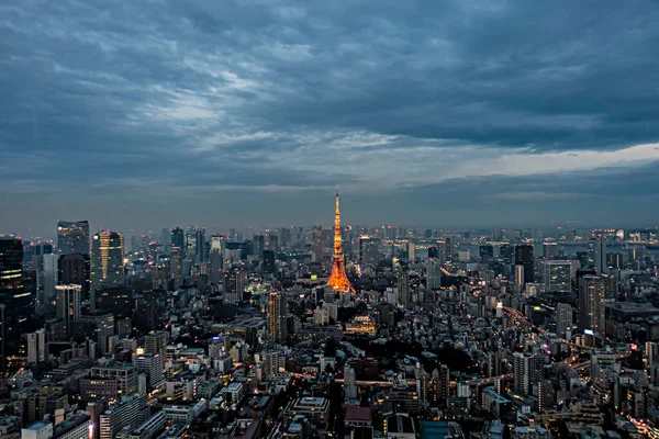 Alacakaranlıkta Tokyo kulesi. 5 Ocak 2014.