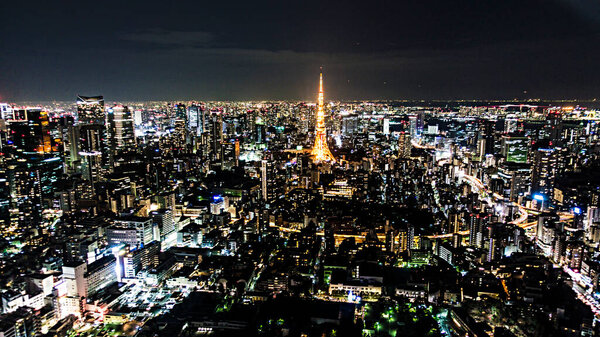 The night view of Tokyo tower. 5 Jan 2014. High quality photo