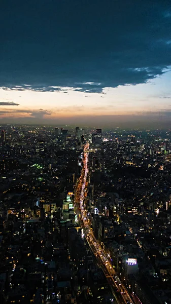 Éjszakai kilátás Tokióra, Japánra. 2014. január 5. — Stock Fotó