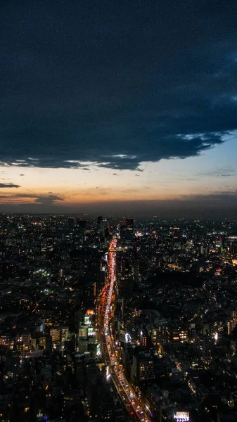 Éjszakai kilátás Tokióra, Japánra. 2014. január 5. — Stock Fotó