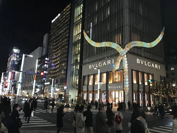 Ginza, Tokyo, Japan - 4 okt, 2017. Japanska tecken kan översättas som Ginza 1st street — Stockfoto
