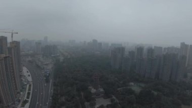 Chengdu, Çin 'deki apartmanın havadan görünüşü, 14 Ekim 2021