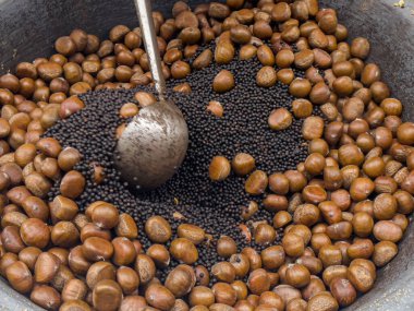 Çin şeker kavrulmuş kestane, geleneksel Çince aperatifler, Asya gıda. 