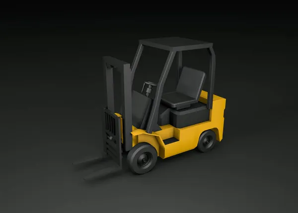 Yellow forklift truck. 3D illustration. — Stock Photo, Image