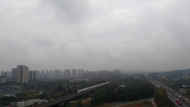 Drohnenangriff auf Zug in Chengdu, China. 27. Oktober 2021 — Stockvideo