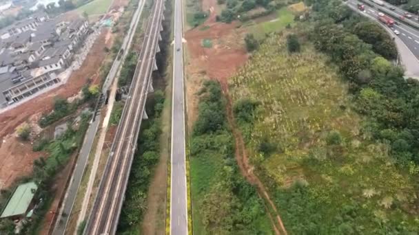 Drone disparo de ferrocarril en Chengdu, China. 27 Oct 2021 — Vídeos de Stock