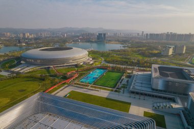 Chengdu Olimpiyat Stadyumu hava manzarası