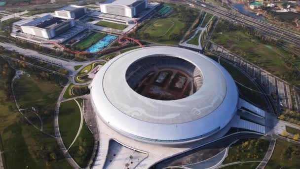 Chengdu olympiska stadion antenn utsikt — Stockvideo