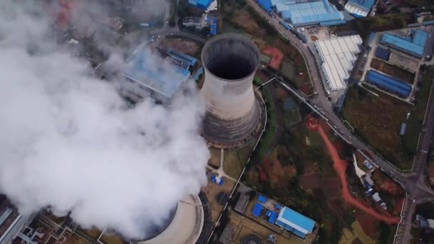 Veduta aerea delle centrali elettriche, centrale termica — Video Stock