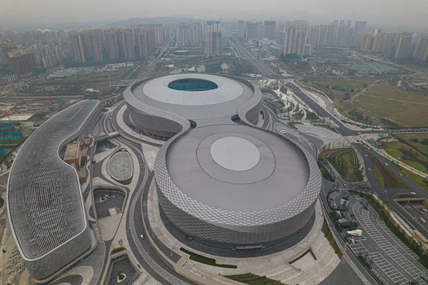 Letecký pohled na olympijský stadion Chengdu — Stock fotografie