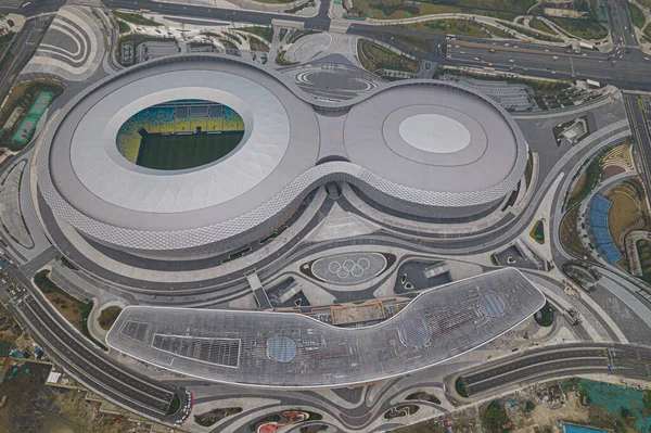 Letecký pohled na olympijský stadion Chengdu — Stock fotografie