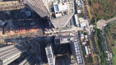 Chengdu, Çin 'deki en yüksek binaların kış manzarası..