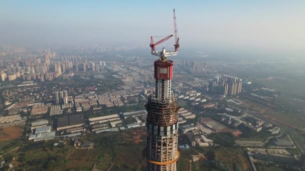 Vedere aeriană de iarnă a celor mai înalte clădiri din Chengdu, China. — Videoclip de stoc
