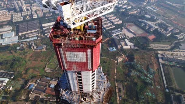 Vue aérienne d'hiver des plus hauts bâtiments de Chengdu, Chine. — Video