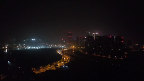 Fotografia aérea do moderno edifício skyline visão noturna de Chengdu, China. — Vídeo de Stock