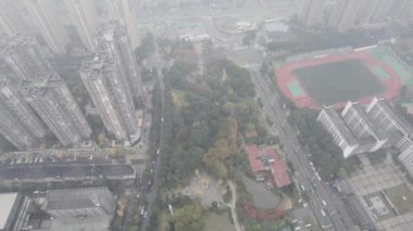  Çin 'in Chengdu kentindeki etkileşim ve çevre yolunun havadan görüntüsü