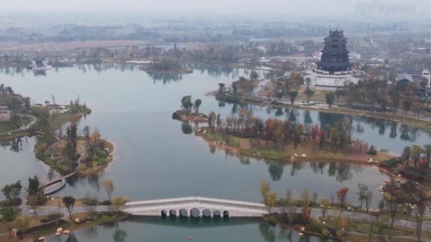 Tipikal Arsitektur Cina yang terletak di Chengdu, Cina — Stok Video