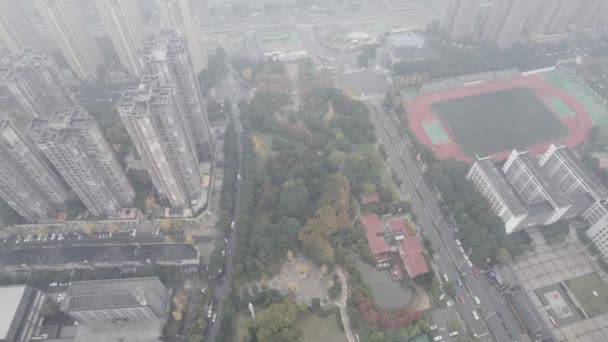 Aerial View of interaction and freeway in Chengdu, China — Stock Video