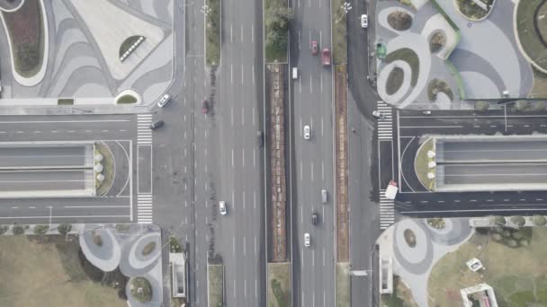 成都、中国の相互作用と高速道路の空中ビュー — ストック動画