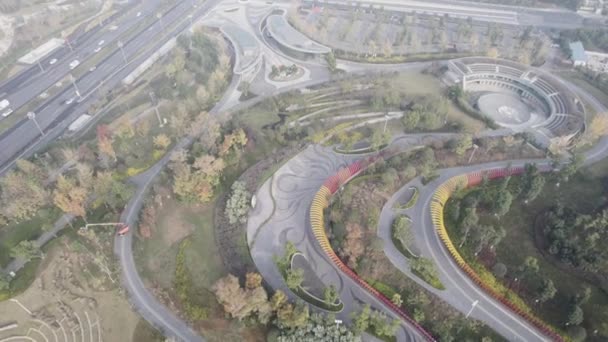 Luftaufnahme von Interaktion und Autobahn in Chengdu, China — Stockvideo