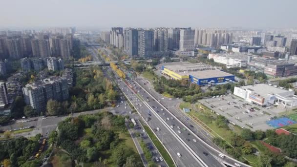 Silniční doprava ve městě na Chengdu, Čína — Stock video