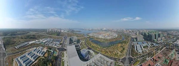 현대 건물의 스카이라인 야경 사진, 중국 청두. — 스톡 사진