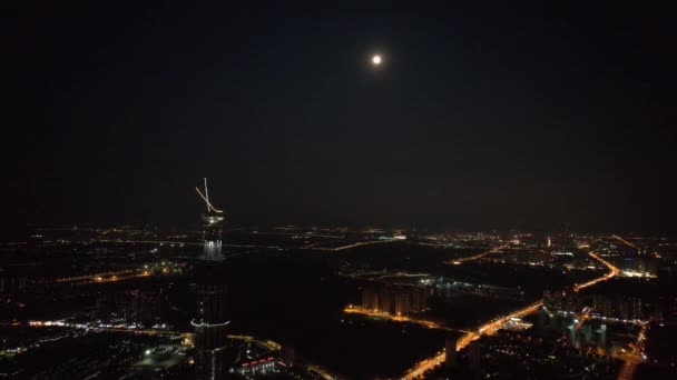 Αεροφωτογραφία του σύγχρονου κτιρίου Skyline νυχτερινή άποψη του Chengdu, Κίνα. — Αρχείο Βίντεο