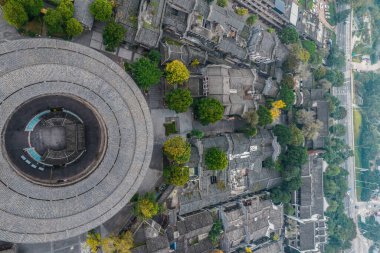 Modern binanın hava fotoğrafçılığı Chengdu, Çin 'in gökyüzü gece görüşü.