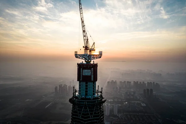 Fotografia aerea del moderno edificio skyline vista notturna di Chengdu, Cina. — Foto Stock