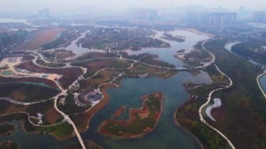 Chengdu, Çin 'deki inşaat alanının havadan görüntüsü. Yüksek kalite 4k görüntü