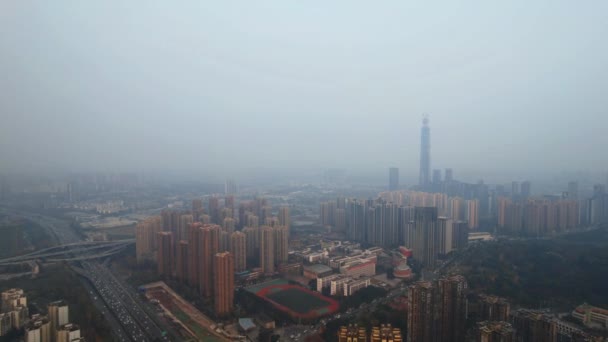 Aerial Photography Modern Building Skyline Night View Chengdu China High — Stock Video