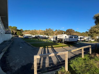 Family vacation travel RV, holiday trip in motorhome, Caravan car Vacation. Beautiful Nature Norway natural landscape. High quality photo