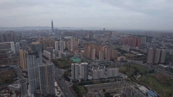 Miasto Chengdu Widok Lotu Ptaka — Wideo stockowe