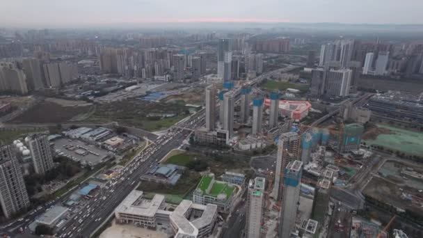 Chengdu Stad Bovenaanzicht Vanuit Drone — Stockvideo