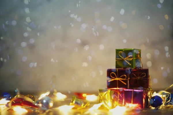 Fondo Pantalla Temático Navidad Con Fondo Mesa Madera —  Fotos de Stock